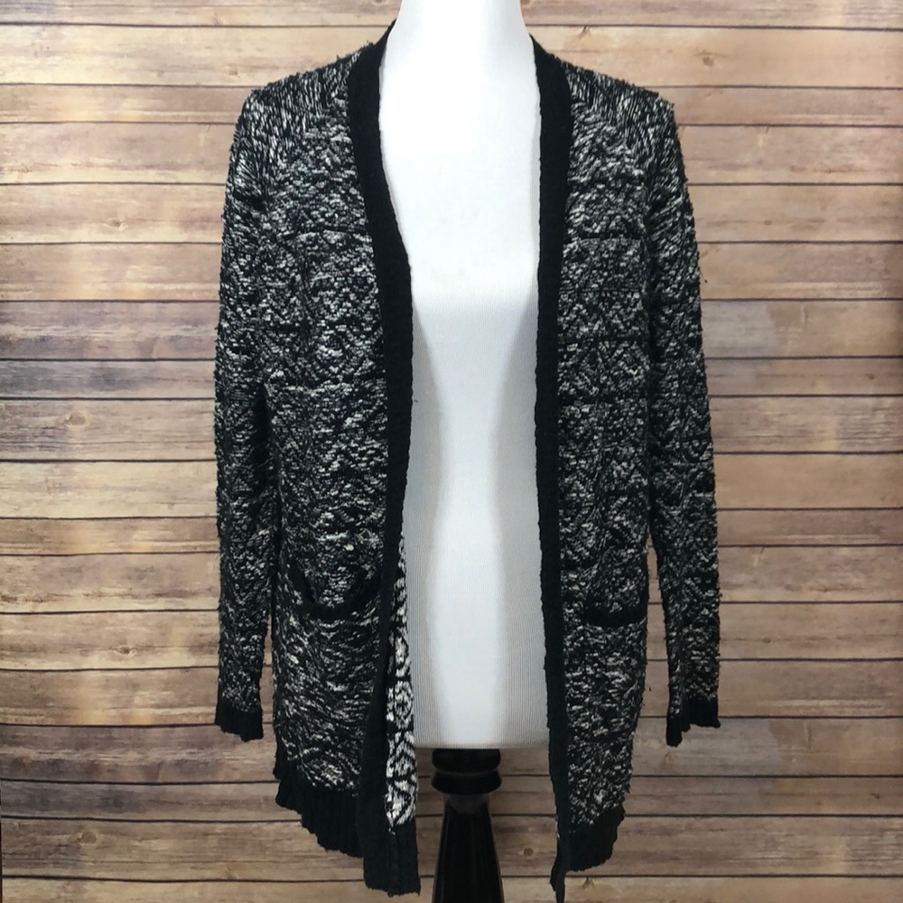 Black and White Pacsun Geometric Knitted Cardigan